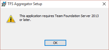 Error message when TFS is not installed