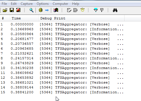TFSAggregator messages in DebugView